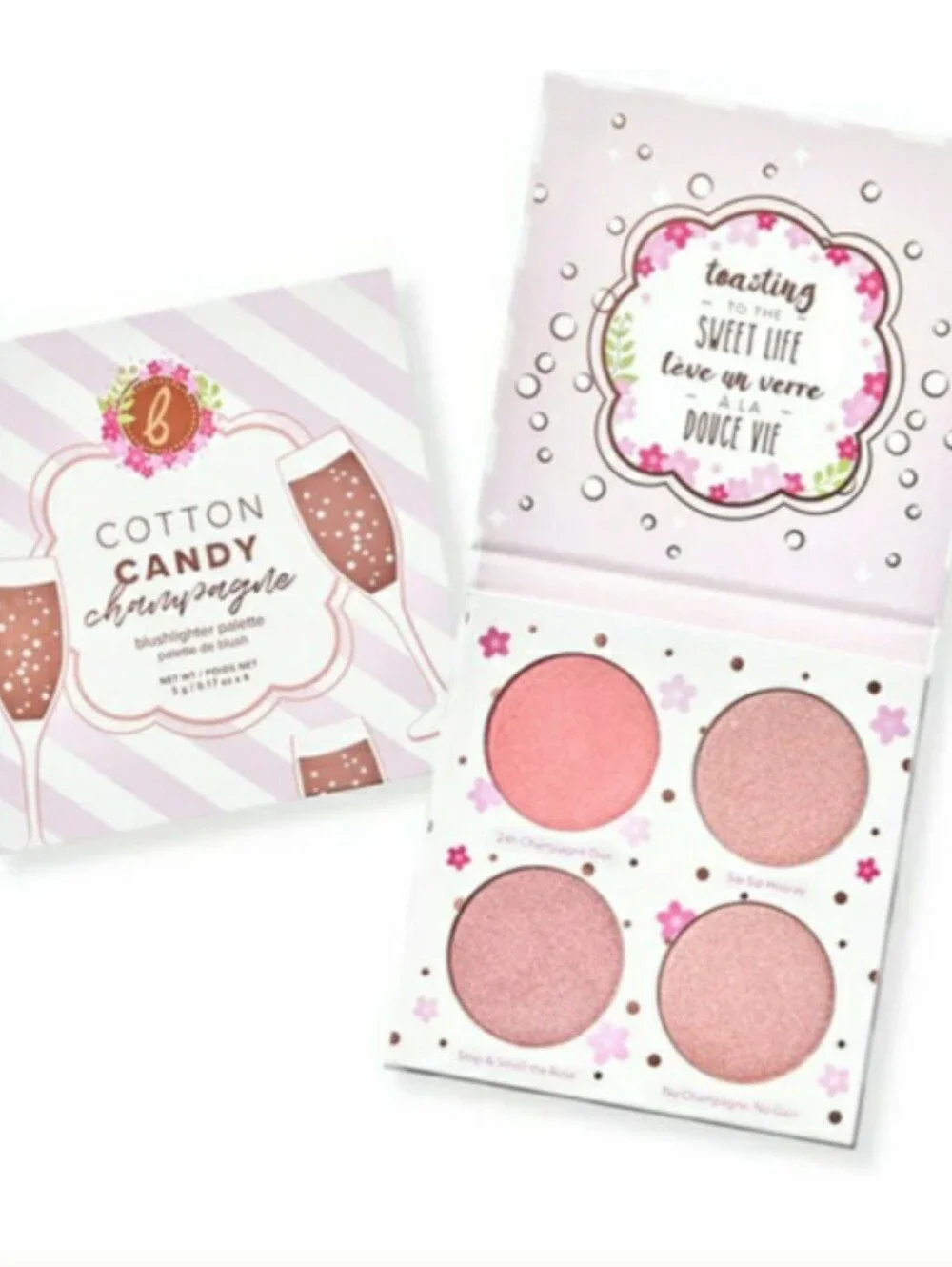 BEAUTY BAKERIE COTTON CANDY CHAMPAGNE BLUSHLIGHTER PALETTE